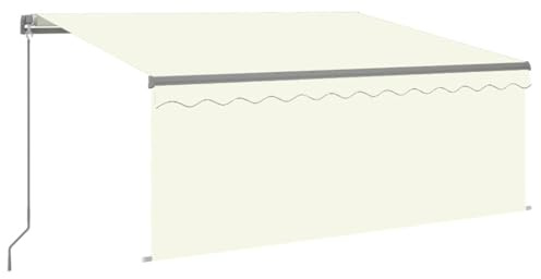 Tmriohed Tenda da sole con braccio articolato, 3,5 x 2,5 m, retrattile manualmente, in alluminio e tessuto di poliestere, protezione dagli sguardi indiscreti, per giardino, balcone, color crema