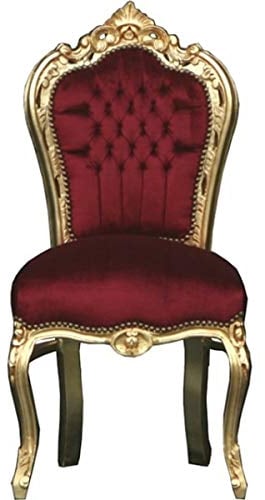Casa Padrino Barock Esszimmer Stuhl Bordeaux/Gold - Möbel