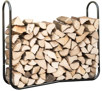 ShelterLogic Stahl Kaminholzregal | Schwarz | 25x122x104 cm