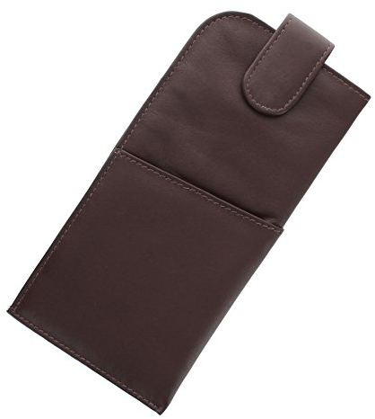 Mala Leder Brillenetui, schmal, weiches Leder, mit Laschenverschluss 5104_14m Braun