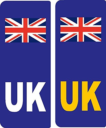 2 x UK Union Jack Flag Car Number Plate Vinyl Stickers United Kingdom EU Brexit GB by Ellis Graphix