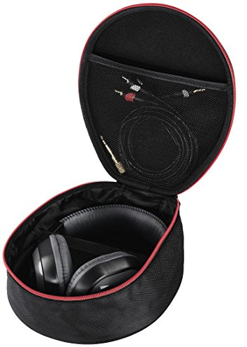 Thomson On-Ear/Over-Ear Kopfhörer Tasche (Case zur Aufbewahrung von Headphones, passend für Sony, JBL, Bose, Sennheiser, Travel Case mit Reißverschluss und Zubehör-Netzfach, Headphone Box) schwarz, 00132511