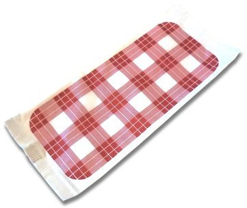 125 bolsas para cubiertos de 10 x 25 cm + servilleta de 40 x 40 cm. Bolsa blanca con diseño escocés. Porta cuchillo, cuchara y tenedor para cubiertos.