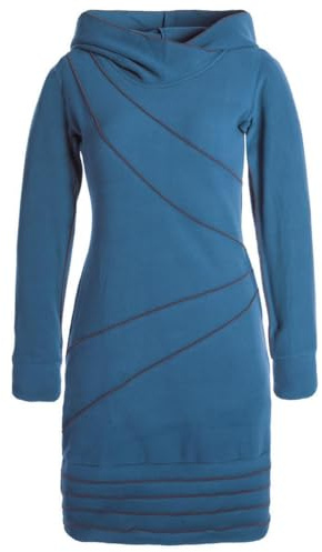 Vishes - Alternative Bekleidung - Langärmliges Patchwork Hoodie Eco Fleecekleid Pullover-Kleid Daumenlöcher