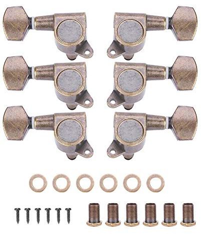 Dilwe 6 Stücke Gitarre Mechanik, Locking Tuners Mechaniken mit Aderendhülsen Schrauben für Akustische E-Gitarre ( 3L3R)