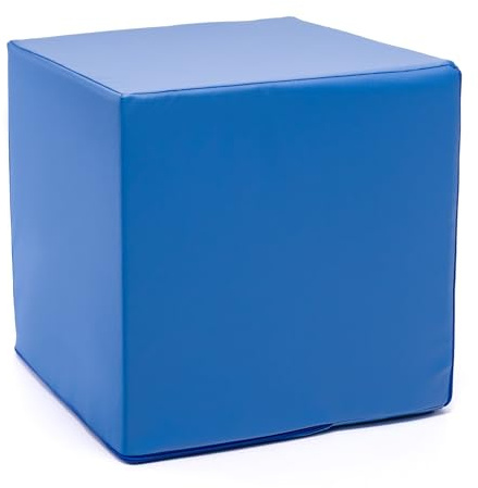 Ecopuf Cube - Sitzhocker Hocker Kunstleder Lederimitat Sitzbox Quader Würfel Pouf Ottomane Fußbank für's Wohnzimmer Wohneinrichtung 40x40x40 cm Faber Hellblau E10