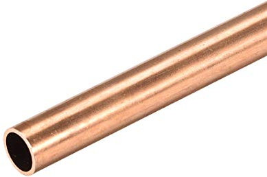 sourcing map Copper Round Tube, 6mm OD 0.5mm Wall Thickness 300mm Long Straight Pipe Tubing