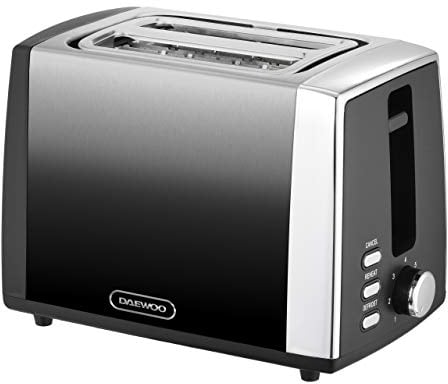 Daewoo SDA1852 Callisto Reheat, Defrost & Cancel Controls, Slide Out Crumb Tray for Easy Cleaning, Self-Centering Function, Anti-Jam Feature-Ombre Effect, Stainless Steel, 2 Slice Toaster (Grey)