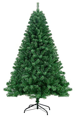 Homewit künstliche Weihnachtsbaum 180 cm(Ø ca. 105 cm), 1,8 M künstliche grüne Tannenbaum mit 1000 Zweige, abziehbar zusammenklappbar und schwer entflammbar, Christbaum mit Metall Ständer(Ø ca. 45 cm)