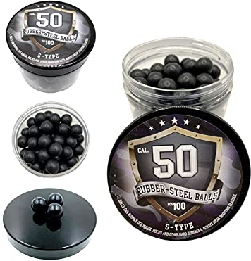 SSR 100 x S-Style Premium Quality Hard Mix Rubber Steel Balls 2.7 gr. Paintballs Powerballs Shooting Training Home Self Defense Pistols in 50 Cal. Hartgummi Stahl Bälle Geschosse in .50 Kaliber