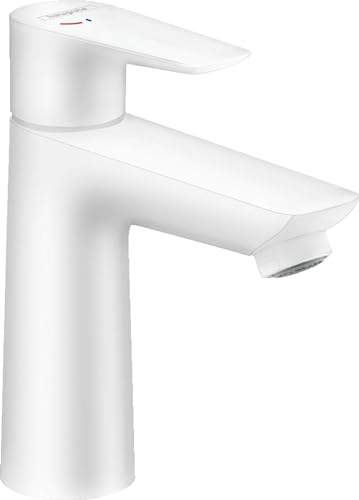 hansgrohe Wasserhahn Talis E CoolStart (Armatur mit Auslauf Höhe 110 mm), Einhebel-Waschtischmischer ohne Ablaufgarnitur, Mattweiß