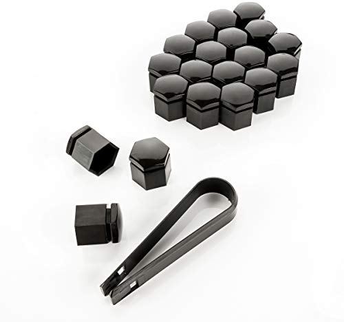 LST 20x Sechskant Radschraubenkappen Abdeckkappen Set 17 mm schwarz glänzend