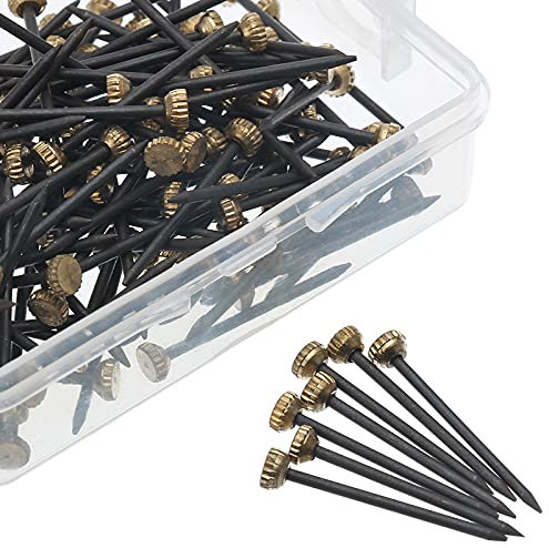 Tiardey 120 Pezzi Appendini in Ottone Chiodi Chiodi in Acciaio per Appendere Quadri Appendini per cornici Chiodi per Appendere Chiodi Neri e Testa in Ottone per appendini per Quadri