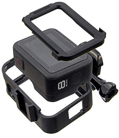 NMD&LR Custodia per Telaio per Gopro Hero 8 Nera, Custodia Protettiva con Montaggio A Gabbia A Conchiglia Accessorio per Action Cam con Presa E Vite Mobili A Estrazione Rapida