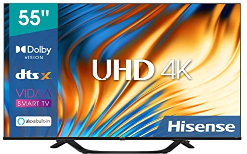 Hisense 55A67H 139cm (55 Zoll) Fernseher, 4K UHD Smart TV, HDR, Dolby Vision, Triple Tuner DVB-C/S/ S2/ T/ T2/ Frameless, Wifi, Bluetooth, DTS Virtual X, Alexa Built-in, Hotel Mode, Schwarz [2022 ]