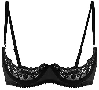 CHICTRY Woman's Lace Underwire Push Up Shelf Bra 1/2 Cup Demi Balconette Hollow Out Unlined Bra Tops