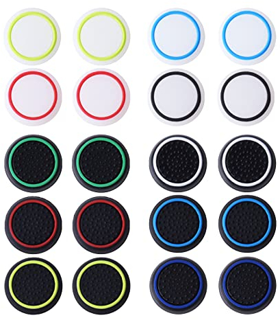 suchkawe Juego de 20 tapas de silicona para pulgar, accesorios de protección de joystick, compatible con controladores PS5, PS4, PS3, PS2, Xbox 360, Switch Pro, Xbox One