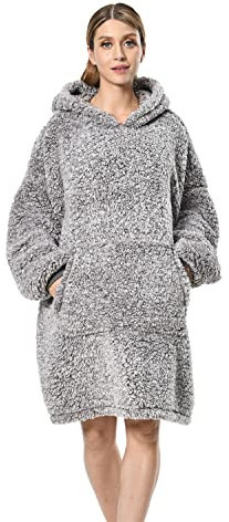 Seogva, Coperta oversize indossabile, stile felpa con cappuccio in pile, super morbida, calda e confortevole, taglia unica, per uomini, donne, ragazze, ragazzi, amici, Grigio chiaro, Taglia unica