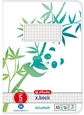 Herlitz Schulheft A5 GREENline 16 Blatt Lineatur 05 Panda