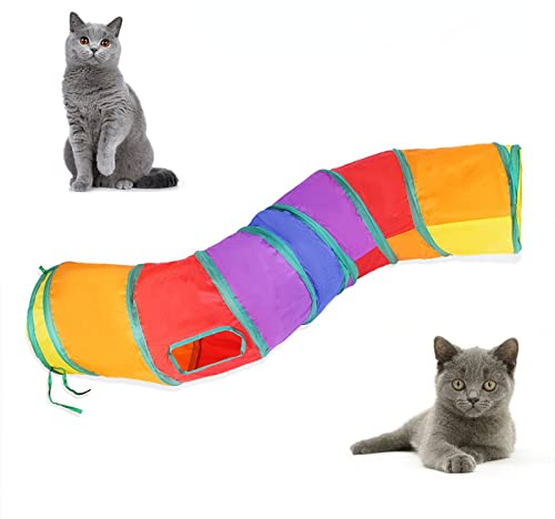 Anoudon Katzentunnel mit Spielball, interaktives Peek-a-Boo Cat Chute Cat Tube Spielzeug, Camouflage S-Tunnel für Indoor Cat