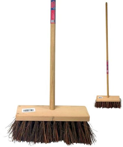 Synx Tools Escoba - Escoba Ciudad 30 cm - Deshollinador - Barredora - Acero 120 cm - Fibra natural dura - Escoba de calle - Escobas - Escoba al aire libre - Escoba de jardín