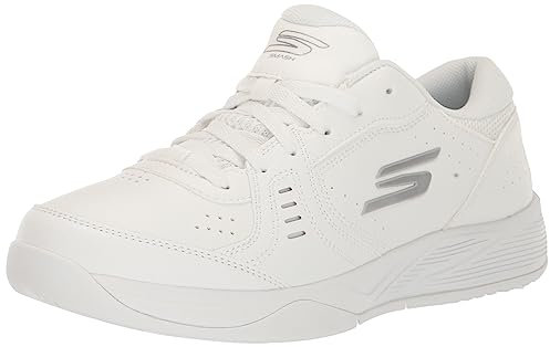 Skechers Damen Viper Court Smash Sneaker, White/Silver Synthetic, 41 EU