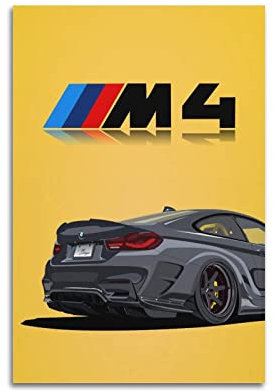 FYGE BMW M4 CS Rennwagen-Poster, dekoratives Gemälde, Leinwand-Kunst, 30 x 45 cm, Wohn- und Schlafzimmer-Dekor