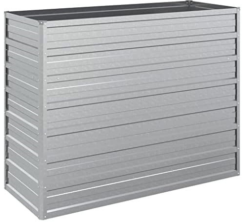 vidaXL 100x40x77cm Galvanized Steel Raised Bed - Silver Outdoor Garden Planter for Patio, Balcony - Large Self-Assembly Metal Plant Container for Vegetables, Herbs, Flowers