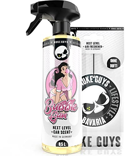 Nuke Guys Car Scent - Auto Duft Spray - 500ml Bubblegum Autoparfüm mit Sprühkopf - Praktischer Lufterfrischer für den Innenraum, angenehmer Autoduft + Anhänger