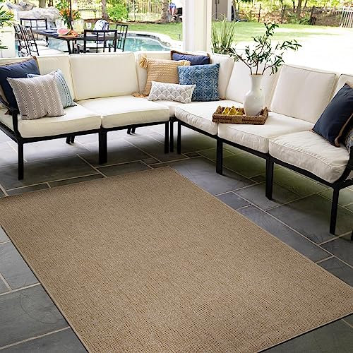 SIMPEX Outdoor Teppich, Vintage Design, Teppich Beige, 280 x 370 cm, Vintage-Stil, Küche, Balkon, Terrasse, Garten, Picknick