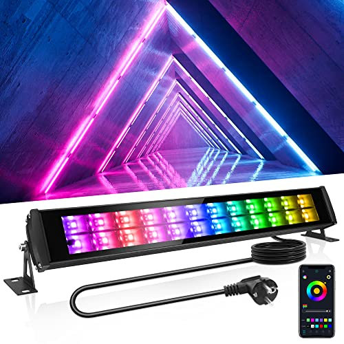 MICTUNING Multicolore Halloween Projecteur LED RGB Exterieur, 48W Projecteur Barre Exterieur LED RGB, Projecteur Multicolore pour Bar Jardin Halloween Festival - IP66 Etanche - APP Contrôle