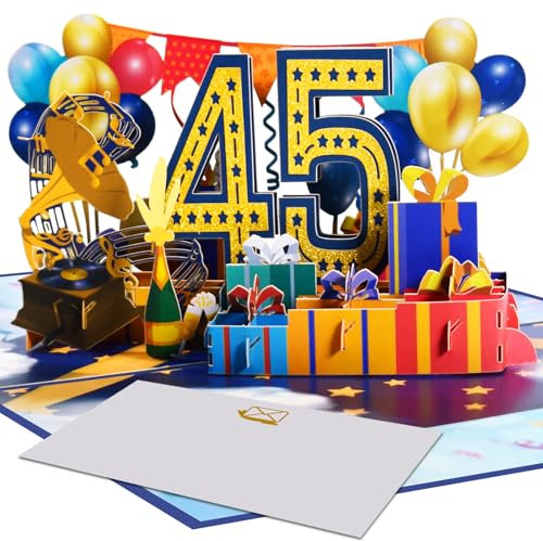 Magic Ants Glückwunschkarte zum 45. Geburtstag – Geburtstagskarte zum Feiern eines wohllebenden Lebens und zum Umarmen neuer Abenteuer – Pop-Up-Karte zum 45. Hochzeitstag, Glückwunschkarte