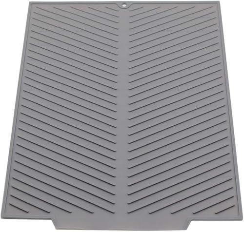 SFBBCLOZ Silicone Dish Draining Mat, Eco Friendly Dish Drying Mat Kitchen Counter Anti-Skid and Heat Insulation Pad, Sink Drainer Mat with Dense Drainage Grooves (L (20×16))