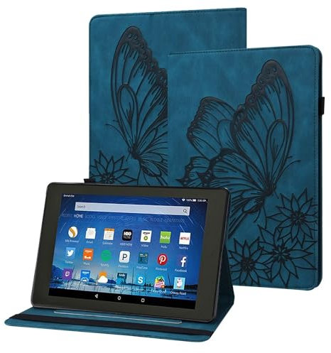 GoodcAcy Apple iPad Pro 11 (2021)/iPad Pro 11 (2022)/Apple iPad 10.9-inch/Apple iPad Air 4 Case con Chiusura Magnetica e Slot di Carte pelle Goffrata Farfalla PU con Funzione di Supporto,Blu