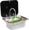 RV Waschbecken Camping Spüle Bausatz mit Wasserhahn Einzelne Schüssel mit Deckel Wohnmobil Caravan Edelstahl-Spüle Handwaschbecken Waschtisch Spülbecken Set