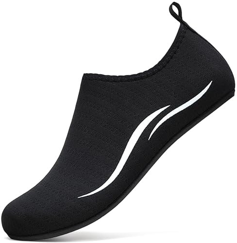 RUOMU Scarpe Scoglio Uomo Scarpette per Scogli Water Shoes Donna Scarpe per Mare Antiscivolo Scarpe Spiaggia Scarpe Acquatiche per Sport Acquatici Parco Acquatico.(Nero,43 EU)