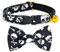 Schwarze Katzen-Fliege mit Totenköpfen und gekreuzten Knochen, Sicherheits-Kätzchen-Halsband, gruseliges Halloween, Katzenzubehör, Größe XS (20,3 cm – 33 cm)