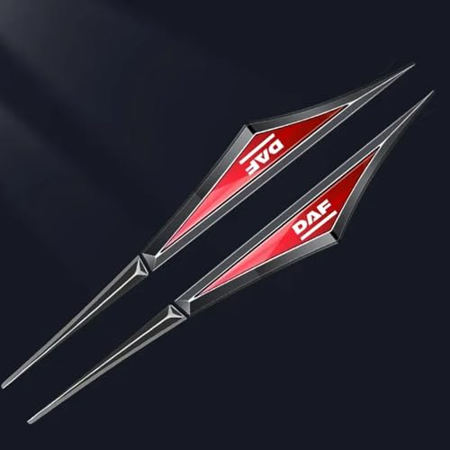 CoRser 2 Stück seitliches Klingenabzeichen, Für DAF XF 95 105 Metall Embleme Sticker Dekoration Logo Automobil-Exterieurzubehör,C/Red-Black