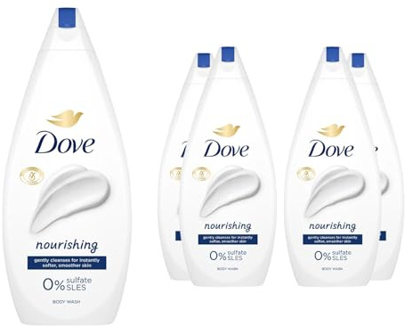Dove Body Wash 0% Sulfate SLES for Women Made with Naturally Derived Cleansers and Plant Based Moisturiseres Gently Cleanses for Softer and Smoother Skin, 720ml (Buy 5, Nourishing)
