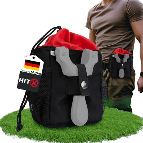 HITX® Steinschleuder Tasche mit Halterung für Zwille & großem Munitionsfach | Munitionstasche für Schleuder mit Gürtelbefestigung - Slingshot Beutel inklusive Molle - Ultra leichte Tasche mit nur 95g