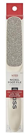 Kiss New York Nickel Foot File, Double-Sided Durable Callus Remover, Rust-Proof for Dry Feet, Smoothing Rough Skin, Easy to Clean, Made in Korea