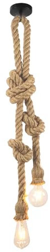 Brightark E27 Doppel Hanfseil Hängelampe DIY Retro Industrial Lampe Kreative Pendelleuchte Lampenaufhängung mit Seil Kabel für Esstisch Wohnzimmer Schlafzimmer Cafe Bar, 80cm+80cm (Ohne Birne)