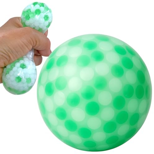 MIJOMA Antistress-Quetschball mit Perlenfüllung – Stressabbau & Muskeltraining, Spaßiges Kneten, Ideal für Büro & Reisen, 7cm (Weiß/Grün)