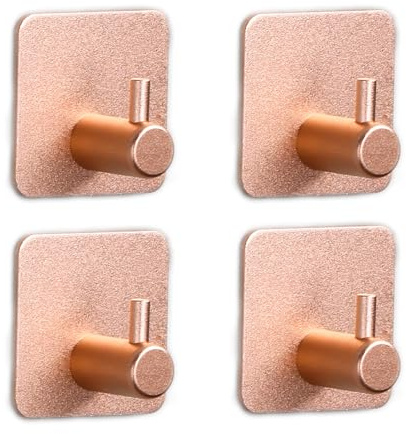 Vastsea 4 Stück Klebehaken, Selbstklebende Haken, Wandhaken Kleider Haken, Edelstahl für Badezimmer und Küche,Klebehaken Extra Stark, Haken Roségold