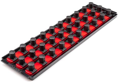 TEKTON 3/4 Inch Drive 3-Rail Socket Organizer Set, Red (30-Tool) | OST37130