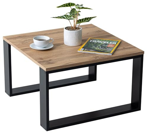 Mex-System Couchtisch Klein Clif, Wohnzimmertisch, Beistelltisch 65x65x40cm, Couchtisch Quadratisch Ideal für Wohnzimmer, Zimmer und Büro, Smart Living Wohnzimmertisch Modern, Wotan Eiche