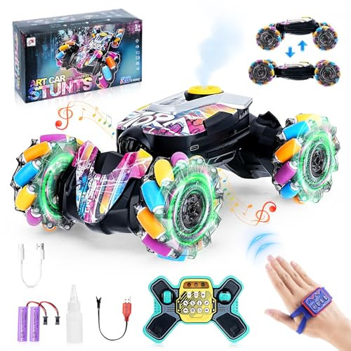 XstarG Ferngesteuertes Auto mit Handsteuerung, RC Car Auto mit Licht und Sprühen, 2,4 GHz 360° Drehung RC Auto Ferngesteuerte Spielzeug Weihnachten Geburtstag Geschenk für Kinder ab 6 7 8 9 10 Jahre