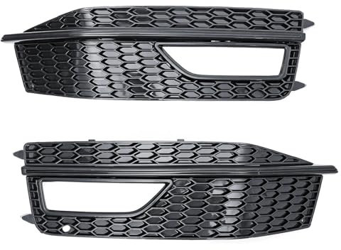 FUYIJIE Paar schwarz glänzender Frontstoßstangen-Unternebelscheinwerfer-Kühlergrill for Audi A4 B8 S-Linie S4 2012 2013 2014 2015(Pair B)