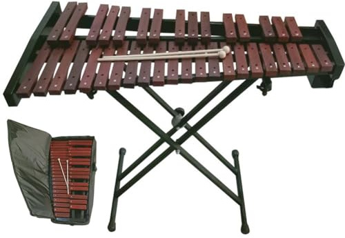 HSWOYEA Professionelles 37-Tasten-Xylophon-Glockenspiel aus Holz, Glockenspiel, Percussion-Lerninstrument mit verstellbarem Ständer und Gigbag für Erwachsene Anfänger