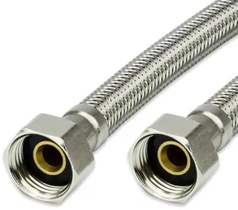 Panzerschlauch Edelstahl Flexschlauch, Wasserhahn, Geflochtener, Flexschläuche Sanitärschlauch, fur Anschlussschlauch Armatur, Waschbecken, 1/2 3/8 (1/2x1/2 IG-IG, 200 cm)
